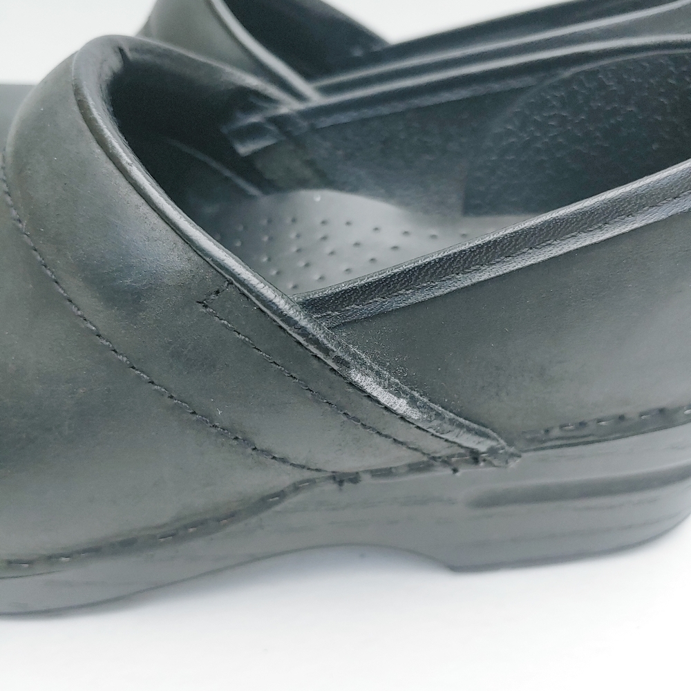 Dansko Black Leather Classic Comfort Nursing Clogs Shoes Sz 37 - Picture 7 of 9